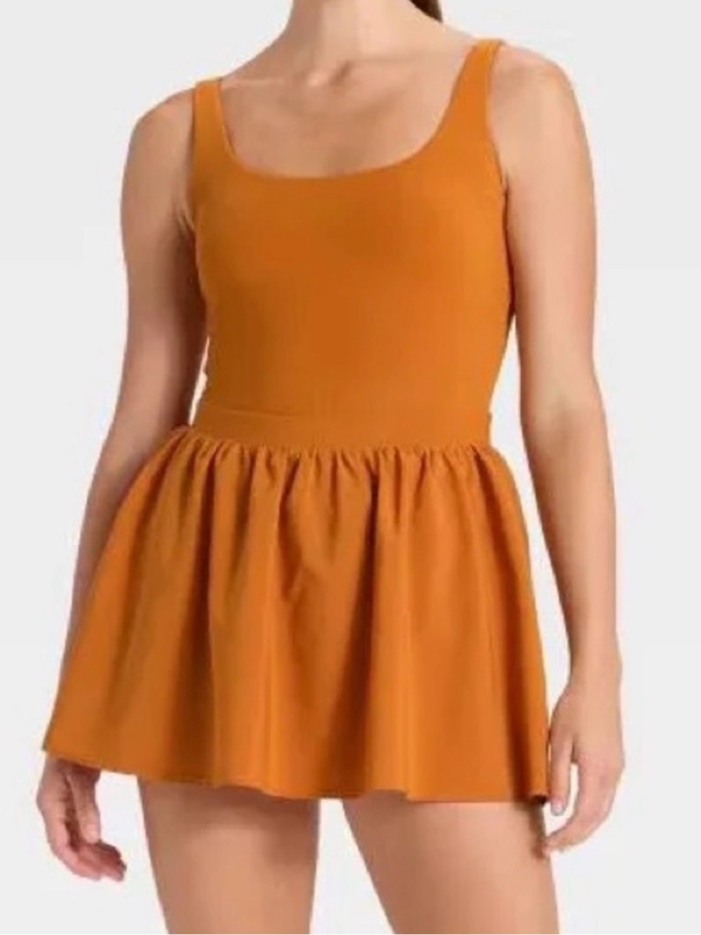 JoyLab Rust Orange Scoop Neck Mini Dress
